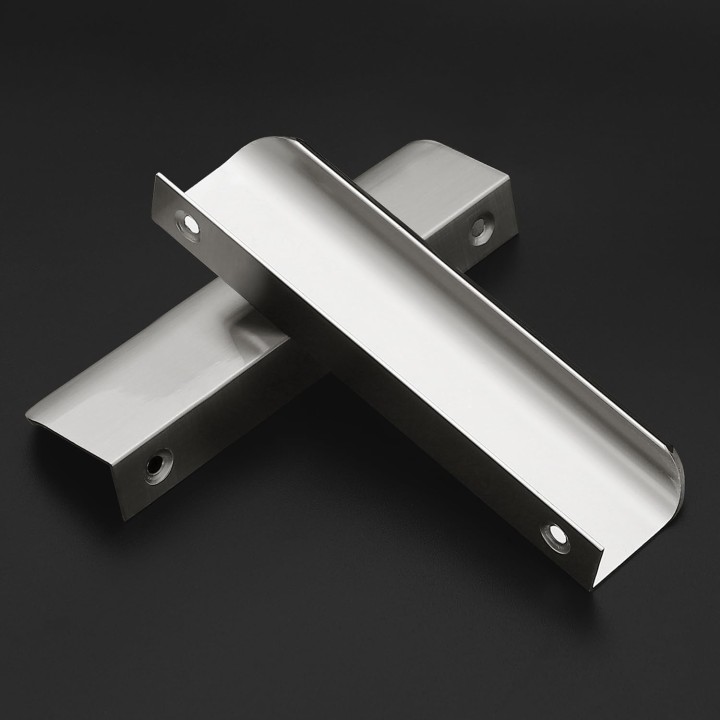 6 Pack Cabinet Handles Finger Edge Pulls 150mm/5.9 inch Silver Drawer Edge Pulls Brushed Nickel Finger Pulls for Cabinets Concealed Handles