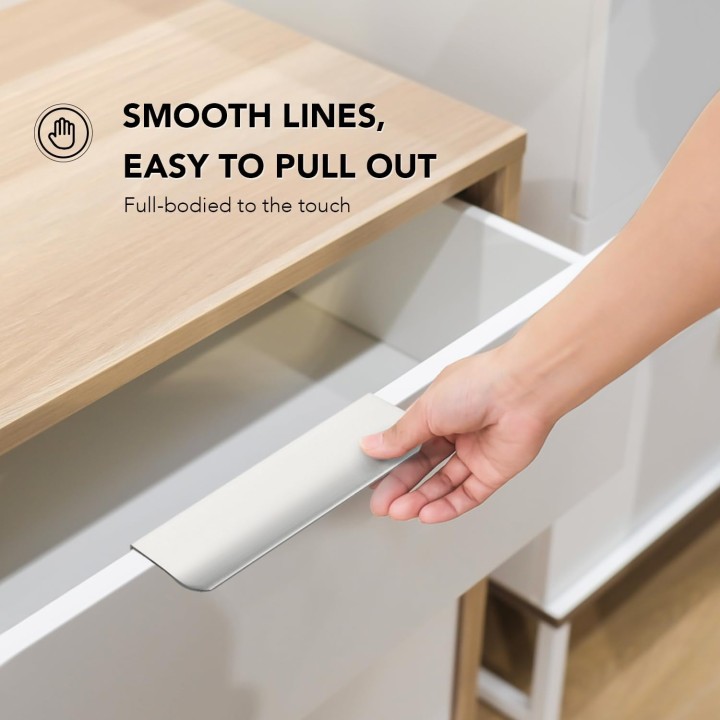 6 Pack Cabinet Handles Finger Edge Pulls 150mm/5.9 inch Silver Drawer Edge Pulls Brushed Nickel Finger Pulls for Cabinets Concealed Handles