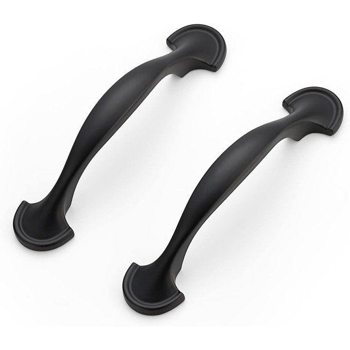 30 Pack Solid 3 Inch Rounded Foot Arch Kitchen Cabinet Handles Matte Black Curved Cabinet Pulls Black Drawer Pulls Kitchen Cabinet Hardware Kitchen Handles for Cabinets Drawer Handles