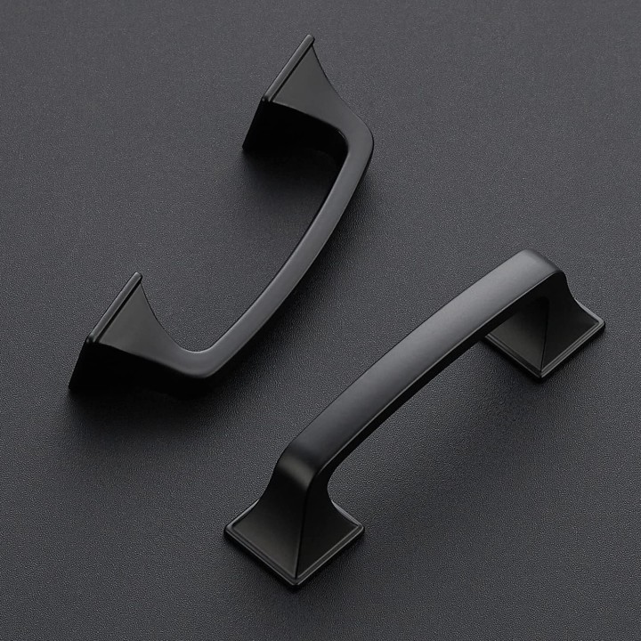 30 Pack Solid 3" Square Foot Cabinet Arch Pull Kitchen Cabinet Handles Matte Black Cabinet Pulls Black Drawer Pulls Kitchen Cabinet Hardware Kitchen Handles for Cabinets Cupboard Handles