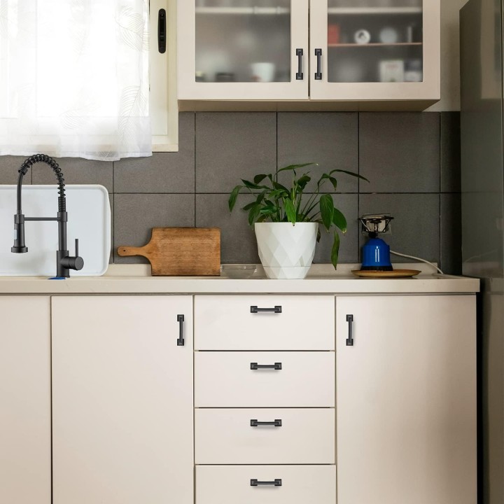 30 Pack Solid 3" Square Foot Cabinet Arch Pull Kitchen Cabinet Handles Matte Black Cabinet Pulls Black Drawer Pulls Kitchen Cabinet Hardware Kitchen Handles for Cabinets Cupboard Handles
