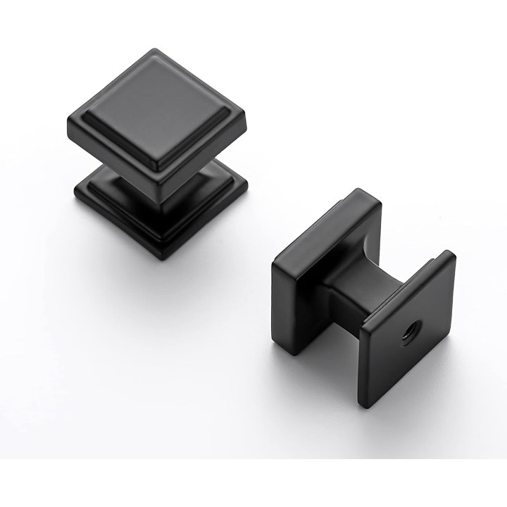 30 Pack Matte Black Square Kitchen Cabinet Knobs,Zinc Solid Drawer Pulls,Farmouse Cabinet Handles for Cupboard, Dresser, Closet and Bathroom, Modern Cabinet Hardware for Cabinets