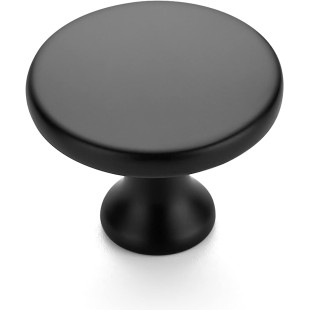 30 Pack 1-1/4 Inch Matte Black Round Kitchen Cabinet Knobs,Zinc Solid Drawer Pulls,Cabinet Handles for Cupboard, Dresser, Closet and Bathroom, Modern Cabinet Hardware for Cabinets