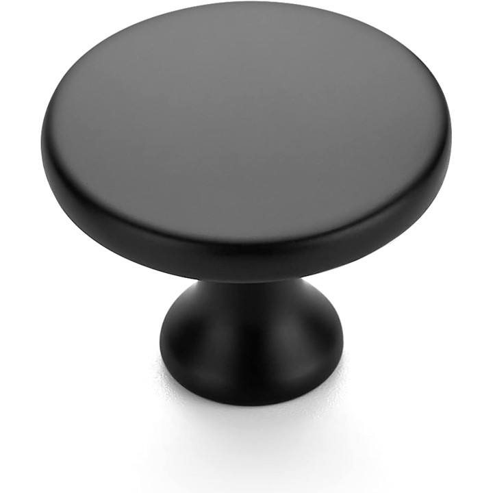 30 Pack 1-1/4 Inch Matte Black Round Kitchen Cabinet Knobs,Zinc Solid Drawer Pulls,Cabinet Handles for Cupboard, Dresser, Closet and Bathroom, Modern Cabinet Hardware for Cabinets