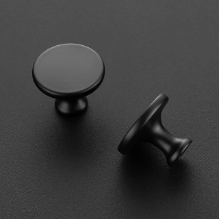 30 Pack 1-1/4 Inch Matte Black Round Kitchen Cabinet Knobs,Zinc Solid Drawer Pulls,Cabinet Handles for Cupboard, Dresser, Closet and Bathroom, Modern Cabinet Hardware for Cabinets