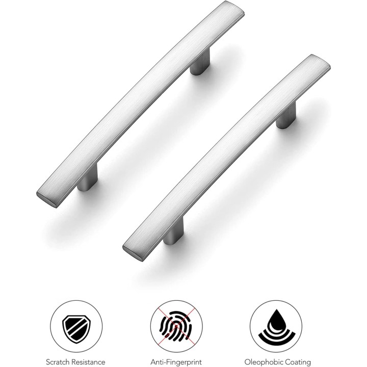 10 Pack Cabinet Handles Brushed Nickel Cabinet Pulls Kitchen Cabinet Handles,Curved Drawer Pulls in 5-3/16 Inch Length with 3 Inch Hole Center Arch Kitchen Cabinet Hardware