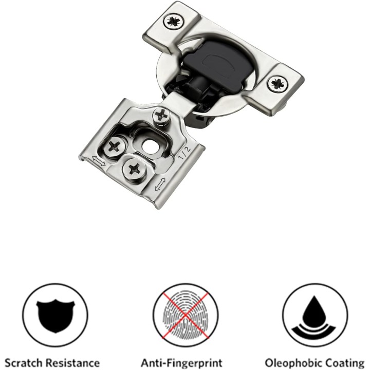 50 Pack 25 Pair 1/2 inch Overlay Cabinet Hinges Soft Close Hidden Door Hinge for Kitchen Cabinet Hinges Stainless Steel Adjustable Hinges Satin Nickel Cabinet Hardware