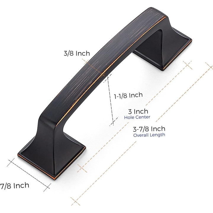 Solid 3 Inch Big Square Foot Cabinet Pulls Oil Rubbed Bronze Arch Pull Kitchen Cabinet Handles Drawer Pulls Kitchen Cabinet Hardware Bronze Cabinet Drawer Handles-10 Pack