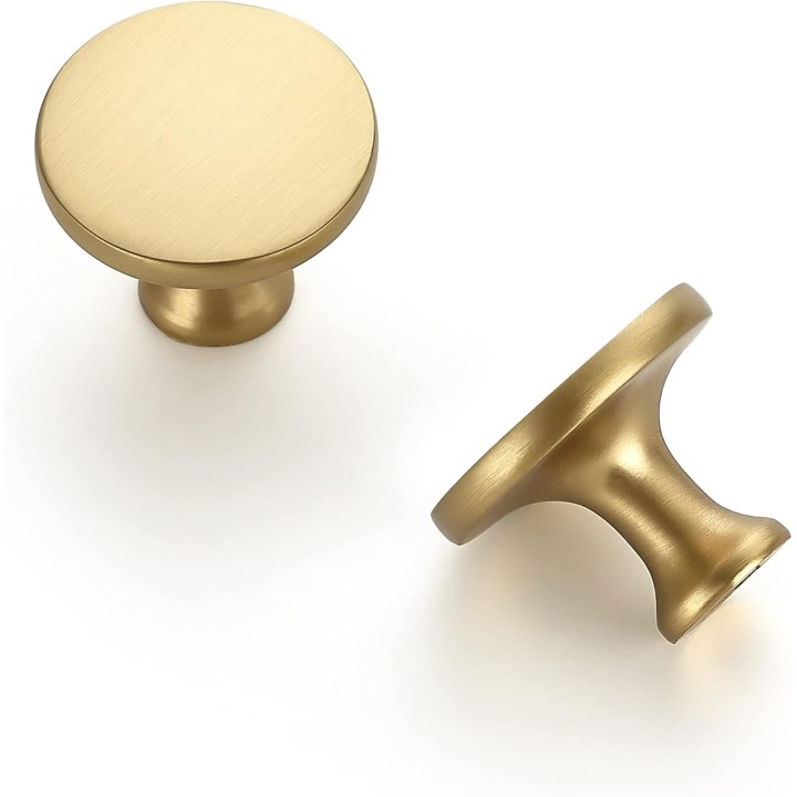 30 Pack 1-1/4 Inch Gold Round Kitchen Cabinet Knobs,Zinc Solid Drawer Pulls, Cabinet Handles for Cupboard, Dresser, Closet and Bathroom, Modern Cabinet Hardware for Cabinets