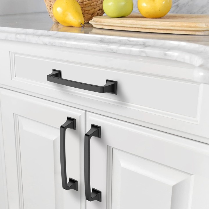 30 Pack Kitchen Cabinet Handles Matte Black Cabinet Pulls 5 Inch(128mm) Hole Center Cabinet Hardware for Bathroom Drawer Pulls Dresser Pulls AM002…