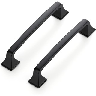 30 Pack Solid 5" Square Foot Cabinet Arch Pull Kitchen Cabinet Handles Matte Black Cabinet Pulls Black Drawer Pulls Kitchen Cabinet Hardware Kitchen Handles for Cabinets Cupboard Handles