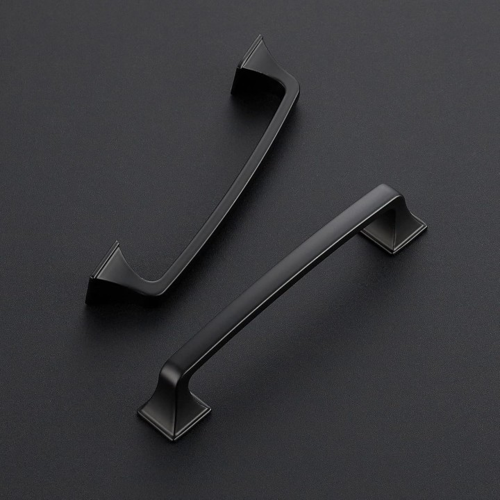 30 Pack Solid 5" Square Foot Cabinet Arch Pull Kitchen Cabinet Handles Matte Black Cabinet Pulls Black Drawer Pulls Kitchen Cabinet Hardware Kitchen Handles for Cabinets Cupboard Handles