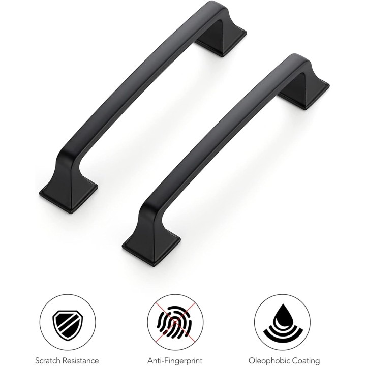 30 Pack Solid 5" Square Foot Cabinet Arch Pull Kitchen Cabinet Handles Matte Black Cabinet Pulls Black Drawer Pulls Kitchen Cabinet Hardware Kitchen Handles for Cabinets Cupboard Handles