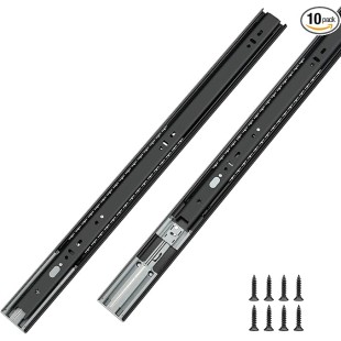 Soft Close Drawer Slides 22 Inch Cabinet Rails Black 10 Pairs Ball Bearing Dresser Glides Heavy Duty Full Extension Kitchen Cabinet Runners 100 LB Capacity