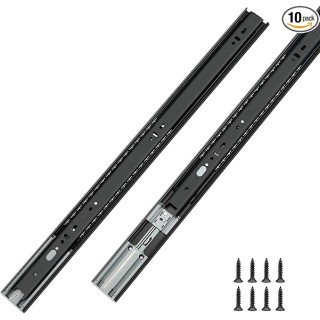 Soft Close Drawer Slides 22 Inch Cabinet Rails Black 10 Pairs Ball Bearing Dresser Glides Heavy Duty Full Extension Kitchen Cabinet Runners 100 LB Capacity