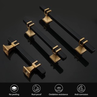 30 Pack 5 inch Matte Black Cabinet Pulls Black and Gold Kitchen Cabinet Handles - Black Cabinet Handles Drawer Pulls Black Dresser Pulls Kitchen Cabinet Hardware
