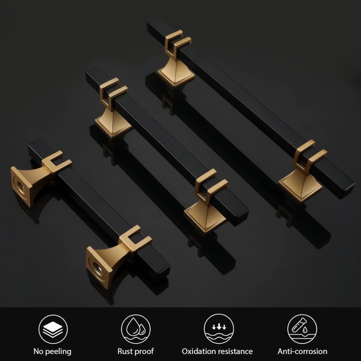 30 Pack 5 inch Matte Black Cabinet Pulls Black and Gold Kitchen Cabinet Handles - Black Cabinet Handles Drawer Pulls Black Dresser Pulls Kitchen Cabinet Hardware