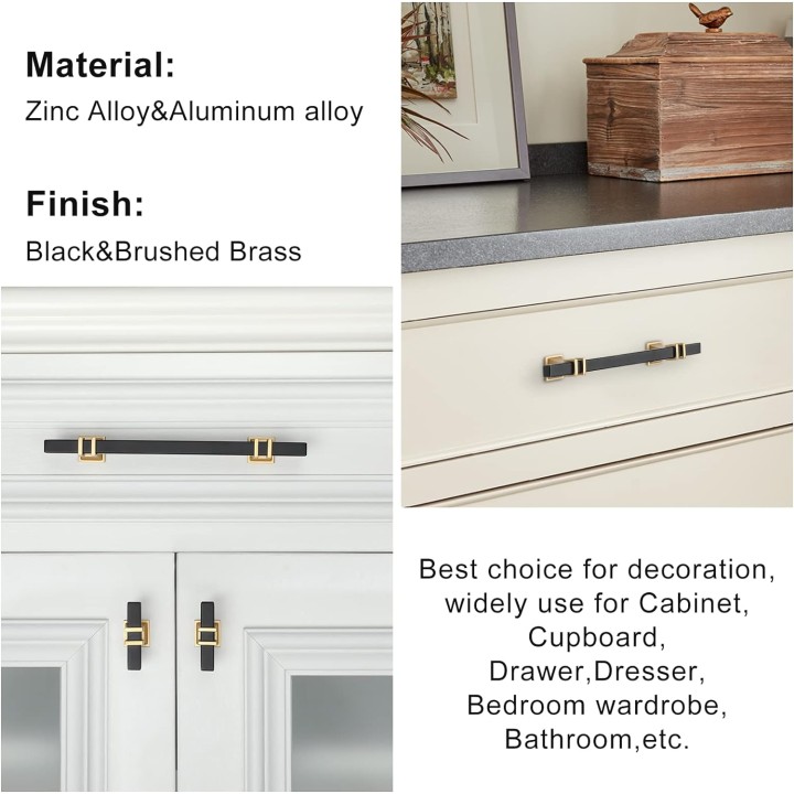 30 Pack 5 inch Matte Black Cabinet Pulls Black and Gold Kitchen Cabinet Handles - Black Cabinet Handles Drawer Pulls Black Dresser Pulls Kitchen Cabinet Hardware