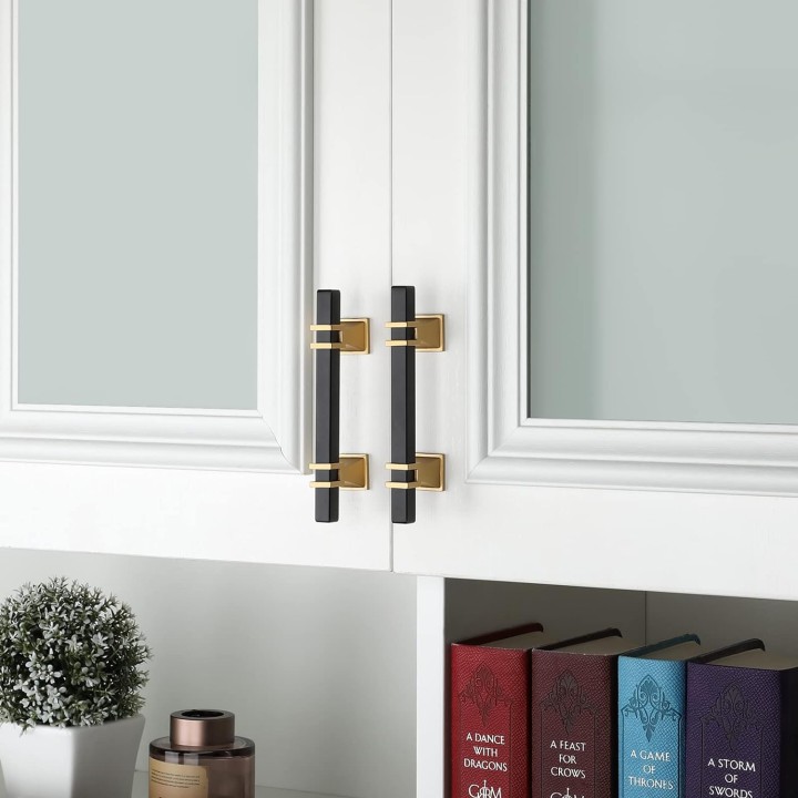 30 Pack 5 inch Matte Black Cabinet Pulls Black and Gold Kitchen Cabinet Handles - Black Cabinet Handles Drawer Pulls Black Dresser Pulls Kitchen Cabinet Hardware