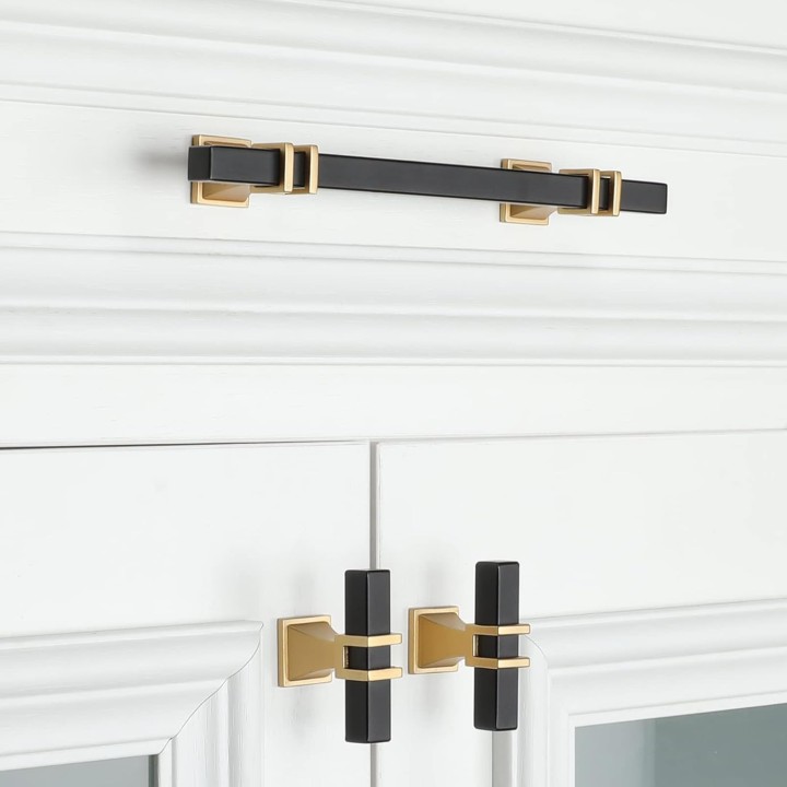 30 Pack 5 inch Matte Black Cabinet Pulls Black and Gold Kitchen Cabinet Handles - Black Cabinet Handles Drawer Pulls Black Dresser Pulls Kitchen Cabinet Hardware