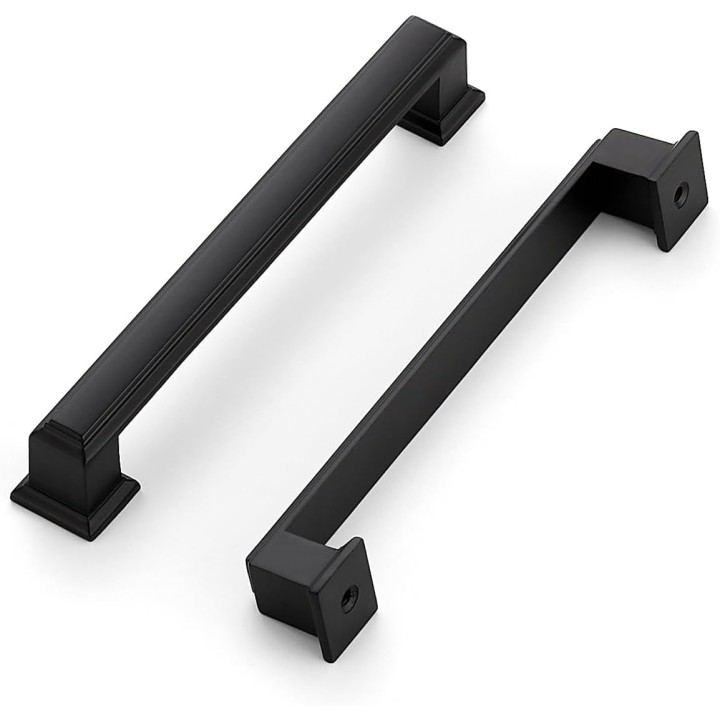 30 Pack Kitchen Cabinet Pulls Square Drawer Pulls 5 Inch Hole Center Cabinet Handles Matte Black Drawer Pulls Kitchen Cabinet Hardware for Kitchen Cupboard Solid Dresser Handles
