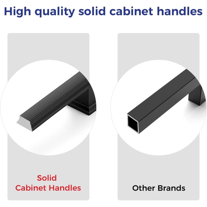 30 Pack Kitchen Cabinet Pulls Square Drawer Pulls 5 Inch Hole Center Cabinet Handles Matte Black Drawer Pulls Kitchen Cabinet Hardware for Kitchen Cupboard Solid Dresser Handles