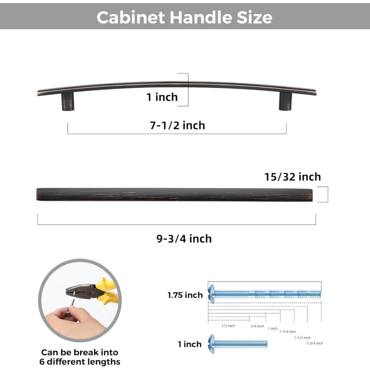 30 Pack Cabinet Handles 7.5" Hole Center - Curved Cabinet Pulls Oil Rubbed Bronze Drawer Pulls for Kitchen Cabinet Cupboard Solid Pulls for Dresser Drawer Arch Cabinet Hardware