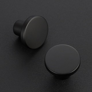 10 Pack Matte Black Cabinet and Drawer Knobs - 1-1/5 Inch Round Pulls for Kitchen, Dressers and Closets