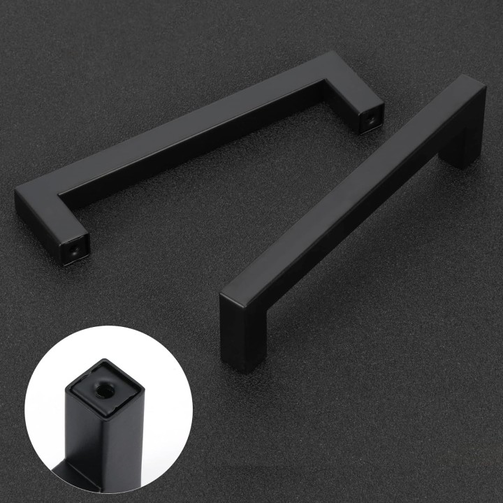Cabinet Pulls Matte Black Cabinet Handles Square Drawer Pulls, 30 Pack 10 Inch Stainless Steel Kitchen Door Cupboard Cabinet Handles, Black Drawer Hardware Handles, 256mm Hole Centers