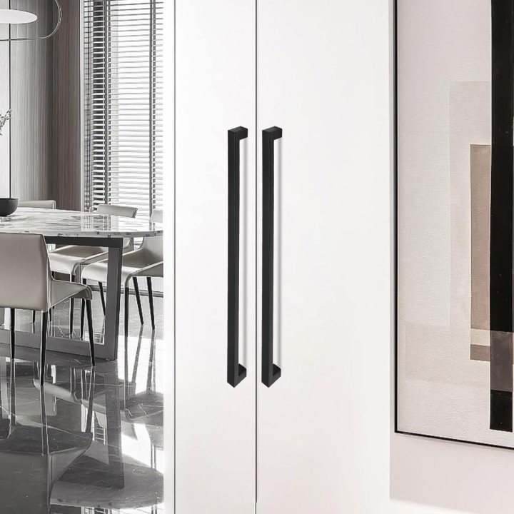 Cabinet Pulls Matte Black Cabinet Handles Square Drawer Pulls, 30 Pack 10 Inch Stainless Steel Kitchen Door Cupboard Cabinet Handles, Black Drawer Hardware Handles, 256mm Hole Centers