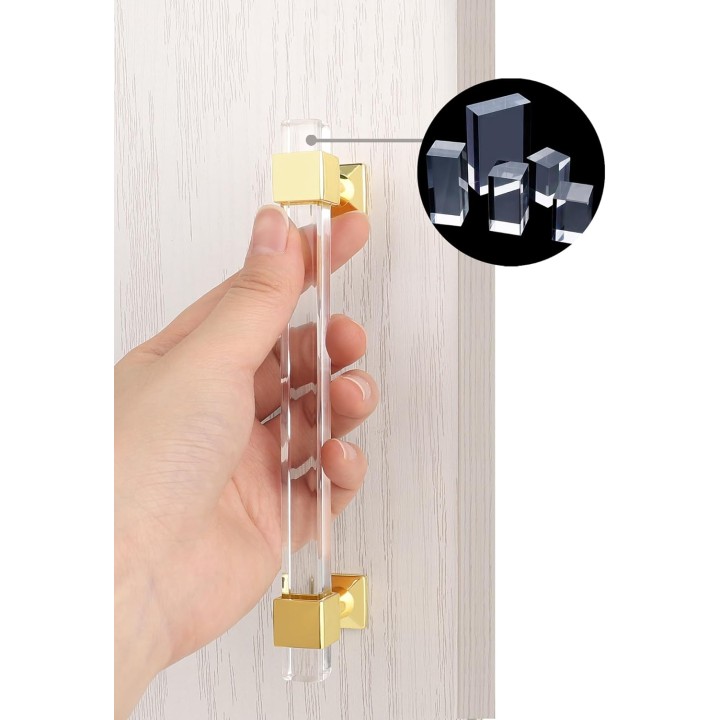 30 Pack Cabinet Pulls 5 Inch Hole Center Kitchen Cabinet Handles Gold Modern Drawer Pulls Acrylic Cabinet Hardware for Bathroom