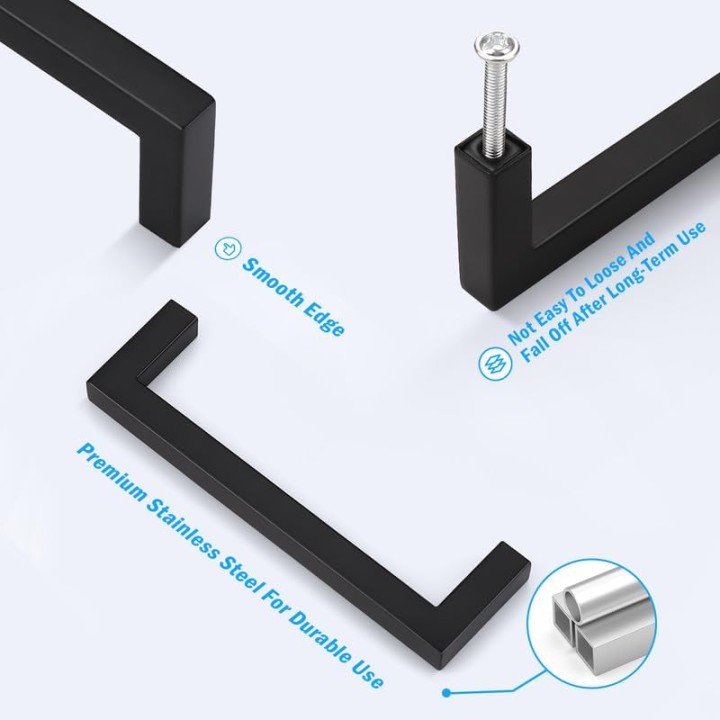 30 Pack 5 Inch Black Cabinet Handles Drawer Pulls, Dresser Handles Kitchen Cabinet Pulls 5", Modern Cupboard Handles Stainless Steel