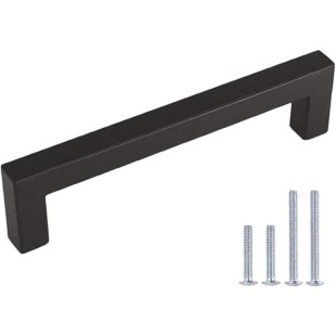 4 Inch Drawer Pull, Modern Square 4-1/4 Cabinet Pulls, Solid Zinc Alloy Metal, Kitchen Cabinet Handle, Center to Center 96mm, with Mounting Screws. (50, Matt Black)
