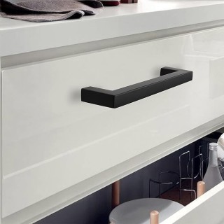 4 Inch Drawer Pull, Modern Square 4-1/4 Cabinet Pulls, Solid Zinc Alloy Metal, Kitchen Cabinet Handle, Center to Center 96mm, with Mounting Screws. (50, Matt Black)