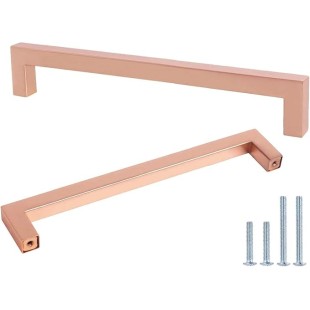 5 Inch Drawer Handle, Pack of 30 Polished Gold Modern Square 5-1/2 Cabinet Pull, Zinc Alloy Metal, Kitchen Cabinet Handle, Center to Center 128mm, with Mounting Screws.