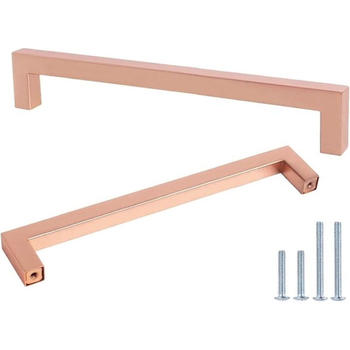 5 Inch Drawer Handle, Pack of 30 Polished Gold Modern Square 5-1/2 Cabinet Pull, Zinc Alloy Metal, Kitchen Cabinet Handle, Center to Center 128mm, with Mounting Screws.