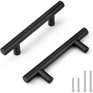 100 Pack Black Kitchen Cabinet Handles,Hole Centers 3inch Black Dresser Drawer Pull Handles,Stainless Steel Cabinet Pulls for Kitchen Bedroom 5inch Length