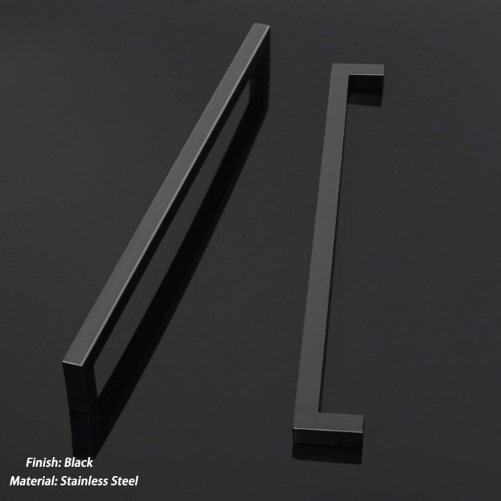 50 Pack Holes Spacing 12.8Inch(320mm) Kitchen Cabinet Handles,Matte Black Stainless Steel Kichen Cabinet Pulls,Square Corner Bar Black Dresser Drawer Pull Handles