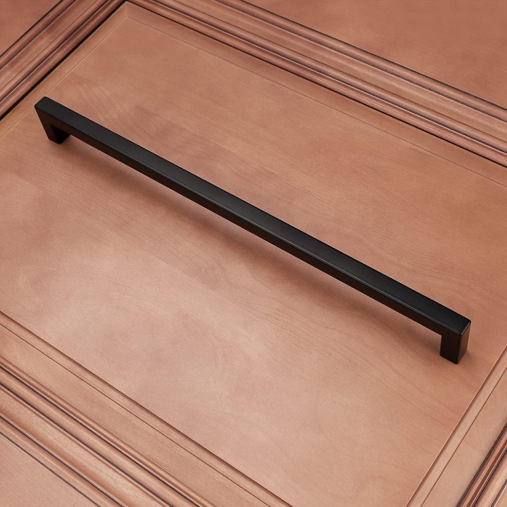 50 Pack Holes Spacing 12.8Inch(320mm) Kitchen Cabinet Handles,Matte Black Stainless Steel Kichen Cabinet Pulls,Square Corner Bar Black Dresser Drawer Pull Handles
