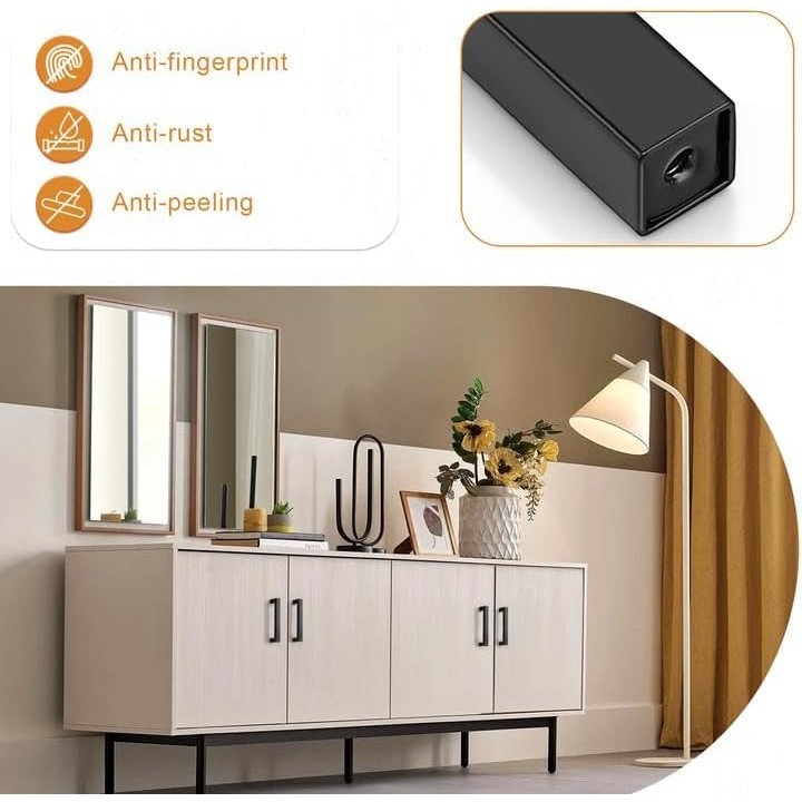 50 Pack| Black Cabinet Handles 5 Inch(128mm) Hole Centers Drawer Pulls Stainless Steel Kitchen Cabinet Handles Matte Black Square Drawer Handles Modern Cabinet Hardware