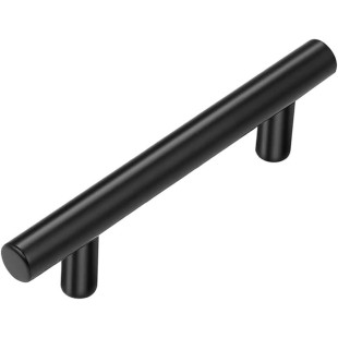 50 Pack 5 Inch Matte Black Cabinet Pulls Stainless Steel Kitchen Cabinet Handles Fit for Drawers Drawer 3 Inch Hole Center Suit (Color : Black 76mm, Size : 50 PCS)