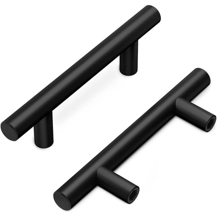 50 Pack 5 Inch Matte Black Cabinet Pulls Stainless Steel Kitchen Cabinet Handles Fit for Drawers Drawer 3 Inch Hole Center Suit (Color : Black 76mm, Size : 50 PCS)