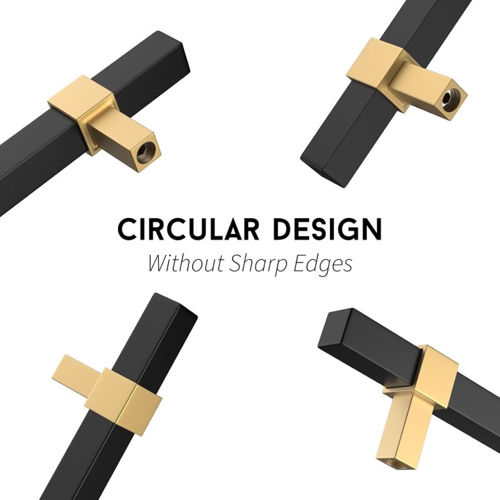 25 Pack Black and Gold Cabinet Handles Black Cabinet Pulls 10 Inch Matte Black Drawer Pulls Black and Gold Drawer Pulls Kitchen Cabinet Handware for Dresser Drawer Bedroom Cupboard