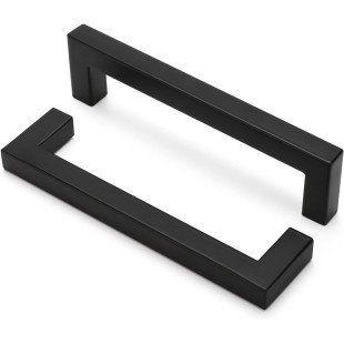 50 Pack 5 Inch Black Cabinet Handles Matte Black Drawer Pulls Stainless Steel Cabinet Hardware Square Bar Modern Cabinet Handles for Kitchen Bathroom Cupboard