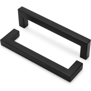 50 Pack 5 Inch Black Cabinet Handles Matte Black Drawer Pulls Stainless Steel Cabinet Hardware Square Bar Modern Cabinet Handles for Kitchen Bathroom Cupboard