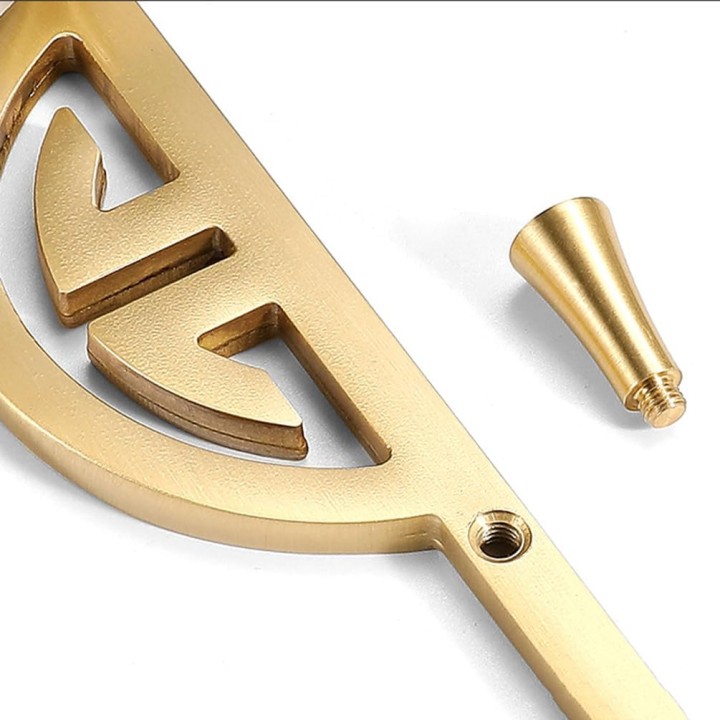 Gold Cabinet Handles Vintage, 2 PCS Cupboard Handles Solid Brass | Anodized Surface, 128mm Wardrobe Door Handles with Screws-228mm/9in (Gold Hole spacing: 128mm/5in)