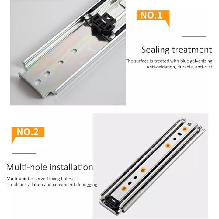 Drawer Runners,3 Inch Width Heavy Duty Drawer Slides 485 lbs, 8 10 12 14 16 18 20 22 Inch, Full Extension, Ball Bearing, 1 Pair, Side Mount (Size : 200mm/8in) (Size : 510mm/20in (Color : One Color,