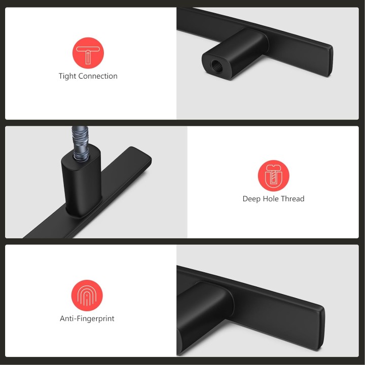 homdiy 50 Pack Cabinet Handles Matte Black Cabinet Pulls 5" Kitchen Drawer Pulls Arch Dresser Handles for Cupboard Bathroom Curved Cabinet Hardware - 5 Inch (128mm) Hole Center