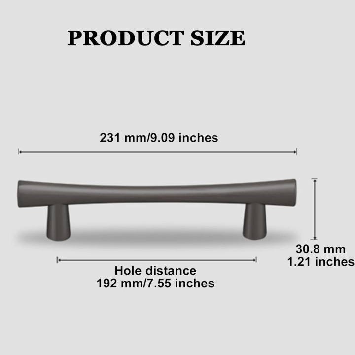 Black Cabinet Pulls, 10Pack Solid 5 Inch Black Handles for Matte Black Hardware, Kitchen Hardware Pull, Barthroom Bedroom Furniture Handles Stainless Steel Pulls ( Color : Matte Black , Size : 192 mm