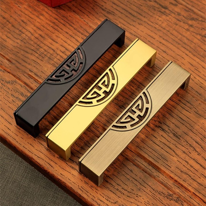 Cabinet Handles,2PCS Drawer Handles, Brass Gold Drawer Handles, Vintage Kitchen Cupboard Handles Furniture Handles Door Handle for Home Decorating Cupboard (Gold 128mm/5in)(Black,128mm/5in)